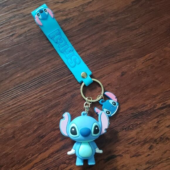 Disney Other - Disney Lilo & Stitch 3D Silicone Chic Kawaii Cute Modern Blue Strap Keychain